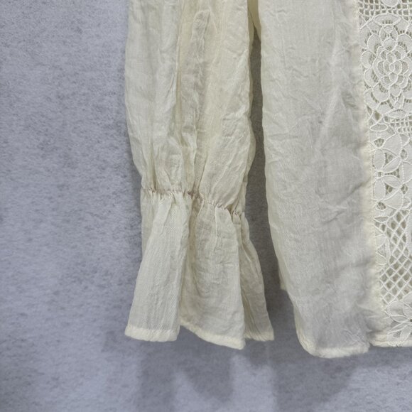 Sundance Once Upon A Dream Blouse Womens Large Ivory Long Sleeve Lace Victorian - Picture 4 of 8